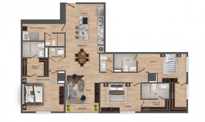 Apartamento en Renta Zona 15 + habitación de servicio - Miniatura 8