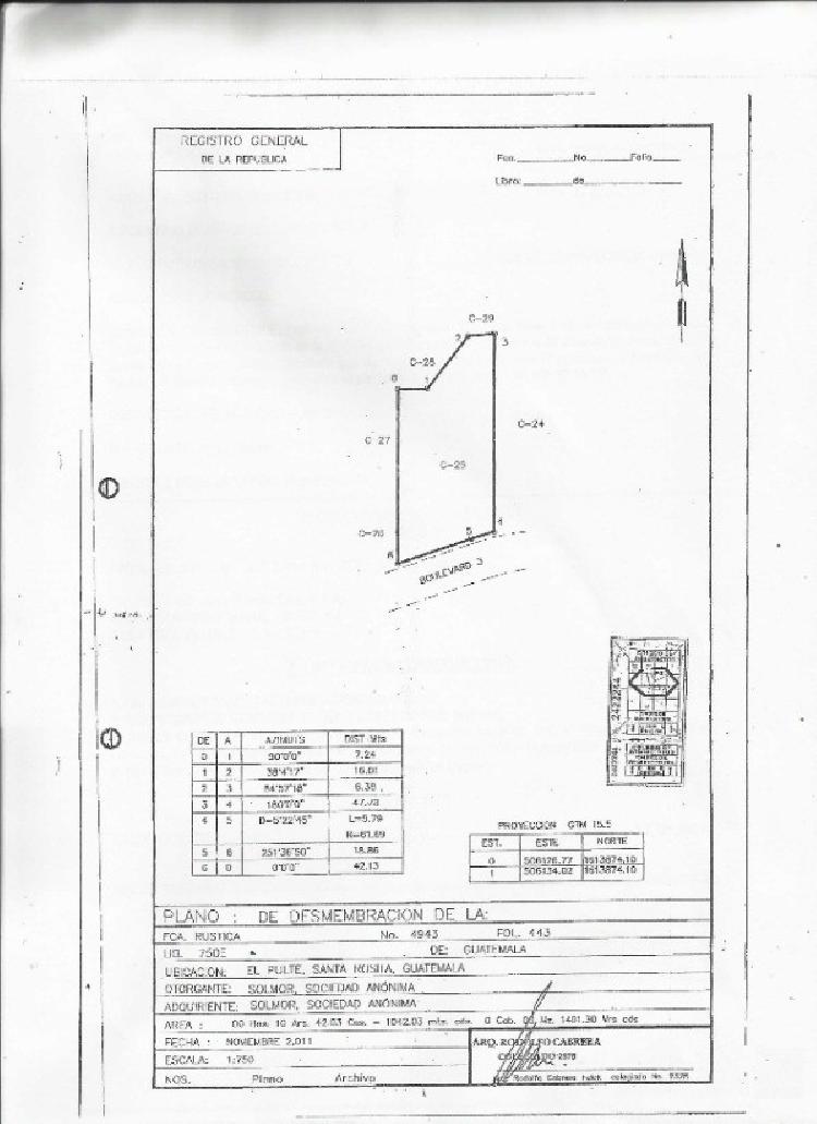 Terreno de 1042.03 m2 en Venta, Zona 24