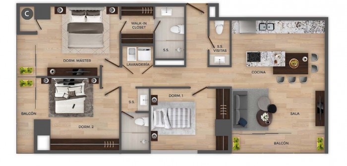 Apartamento con 3 habitaciones en Renta zona 15 - Miniatura 9