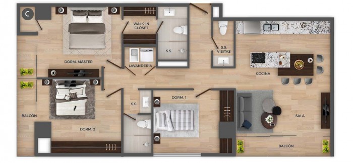 Apartamento en Renta con 3 habitaciones en zona 15 - Miniatura 9