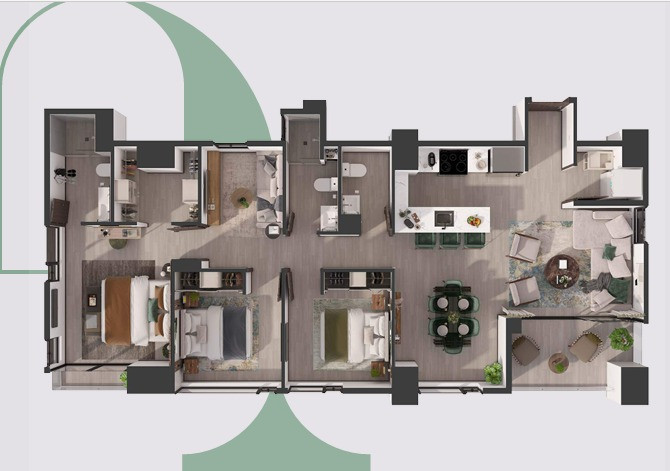 Apartamento 3 habitaciones en alquiler zona 13 Americas